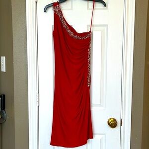 Betsy & Adam one-shoulder mini-dress w/sequin detail size 4